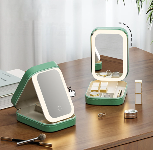 Косметичка - органайзер с сенсорным зеркалом со светодиодной подсветкой (3 режима) / Несессер для косметики и украшений